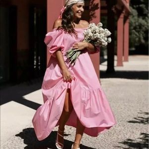 H&M Conscious Pink Puff sleeve Maxi Dress